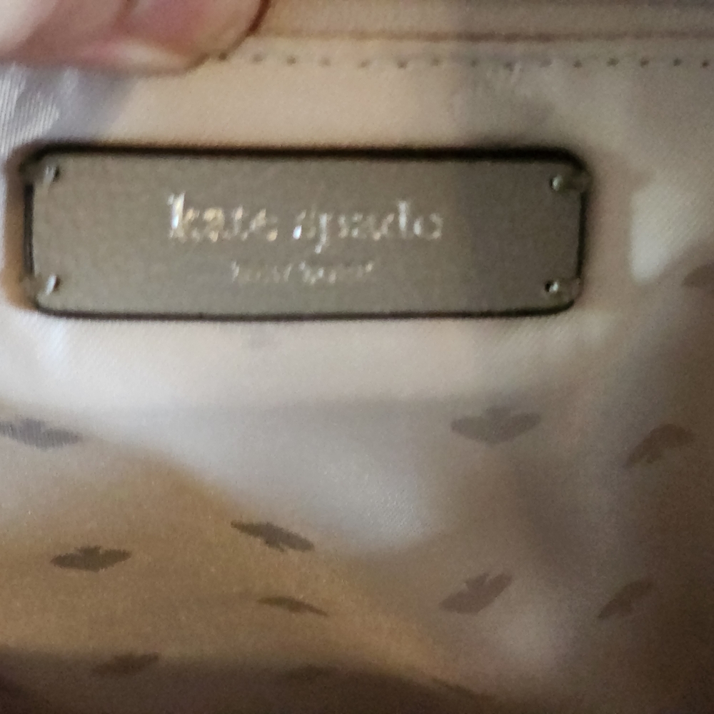 Kate Spade Soft Taupe Medium Backpack with Silver and Leather Accents EUC - Picture 9 of 10